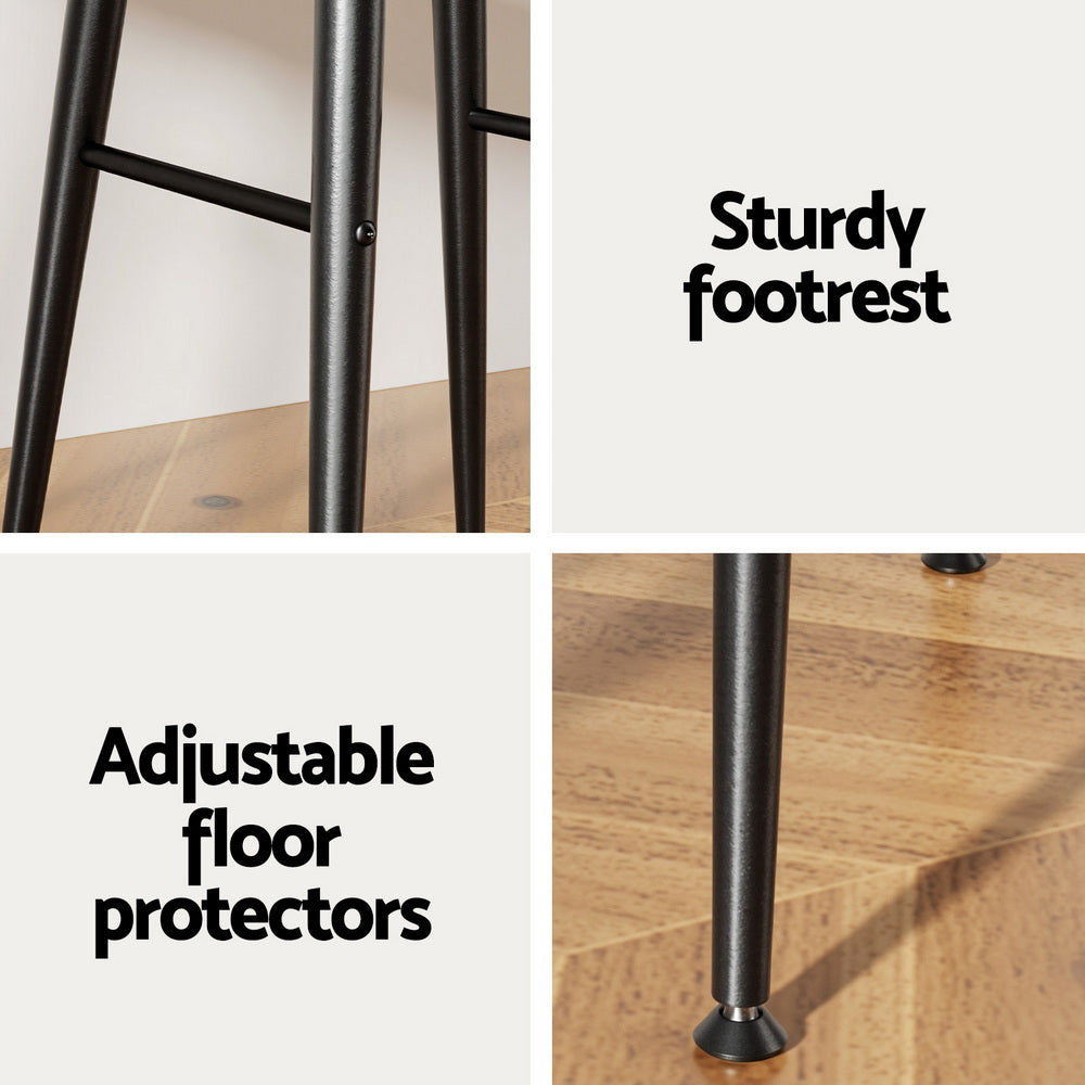 Artiss 2x Bar Stools Kitchen Dining Chairs Counter Round PU Leather Lane Brown - Homecoze