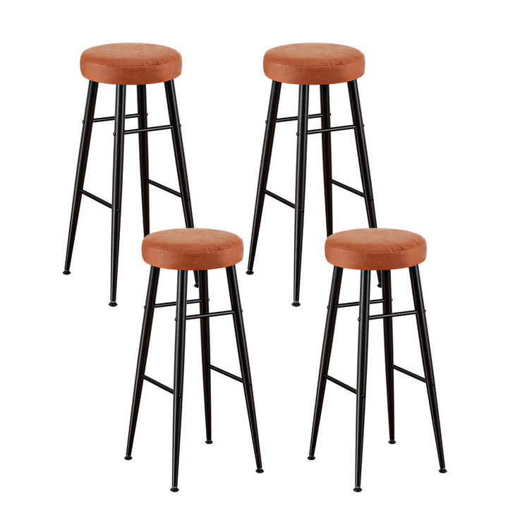 Artiss 4x Bar Stools Kitchen Dining Chairs Counter Round PU leather Lane Brown - Homecoze