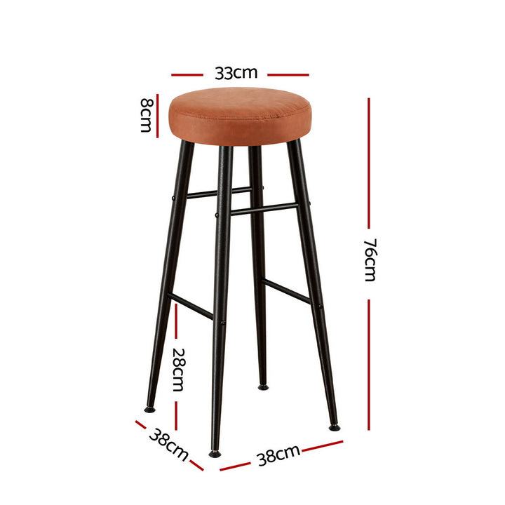 Artiss 4x Bar Stools Kitchen Dining Chairs Counter Round PU leather Lane Brown - Homecoze