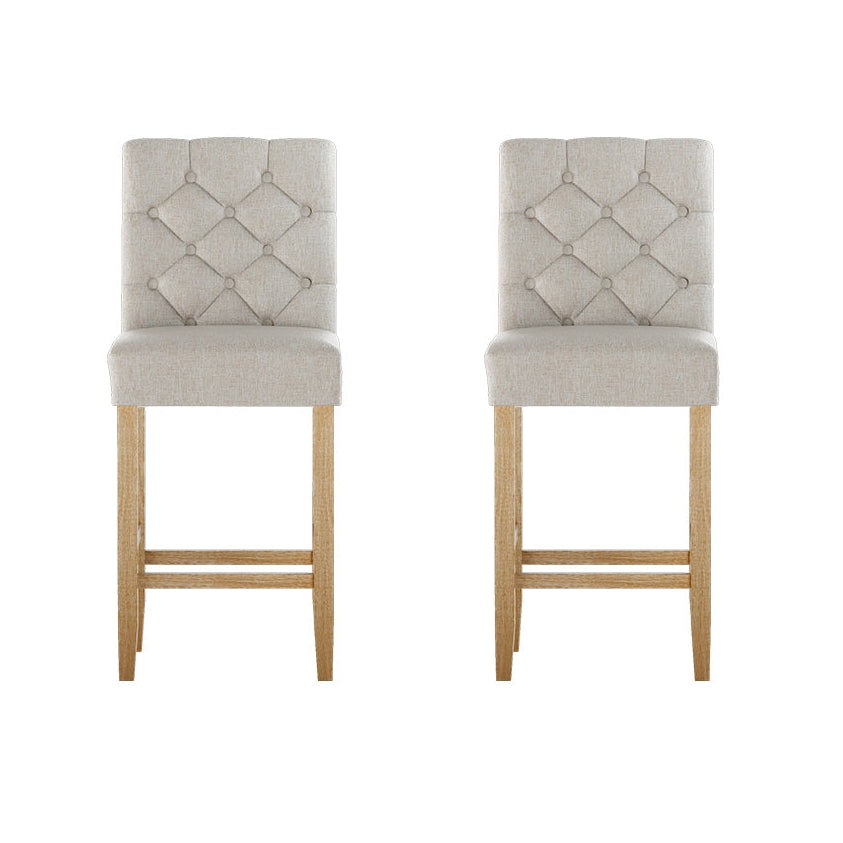 Theodore (Set of 2) Wooden Bar Stools 65cm - Beige - Homecoze