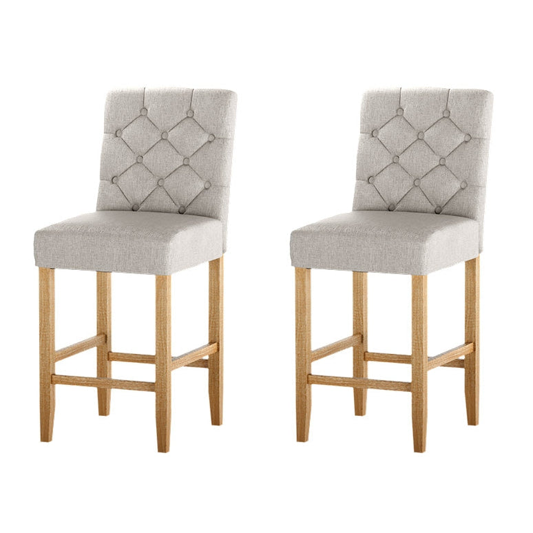 Theodore (Set of 2) Wooden Bar Stools 65cm - Beige - Homecoze