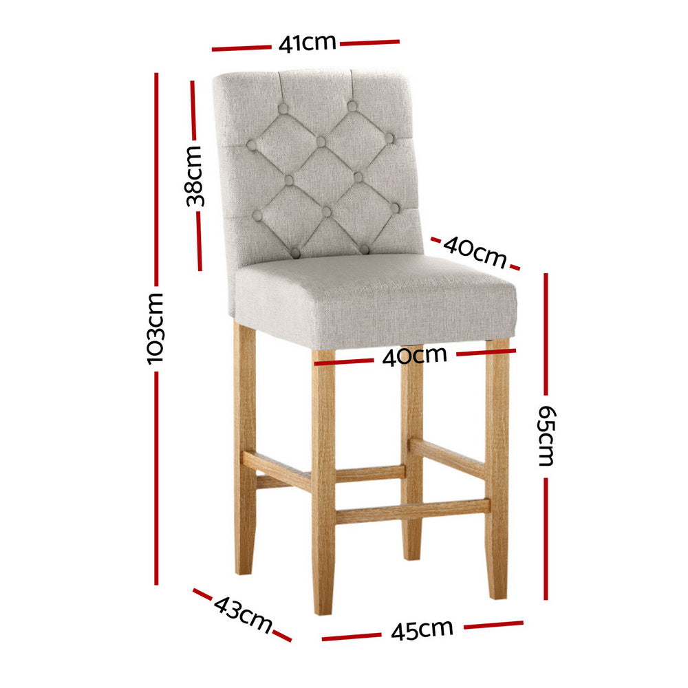 Theodore (Set of 4) Wooden Bar Stools 65cm - Beige - Homecoze