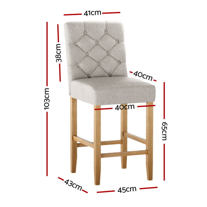 Theodore (Set of 4) Wooden Bar Stools 65cm - Beige - Homecoze