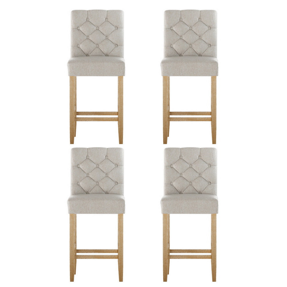 Theodore (Set of 4) Wooden Bar Stools 65cm - Beige - Homecoze