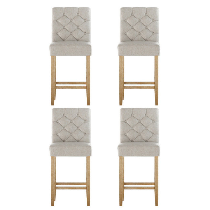 Theodore (Set of 4) Wooden Bar Stools 65cm - Beige - Homecoze