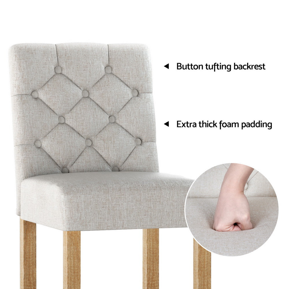 Theodore (Set of 4) Wooden Bar Stools 65cm - Beige - Homecoze
