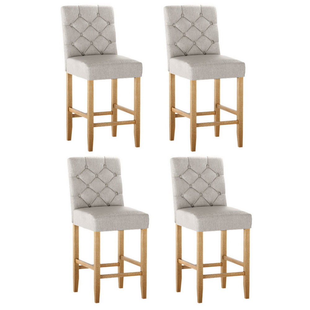 Theodore (Set of 4) Wooden Bar Stools 65cm - Beige - Homecoze