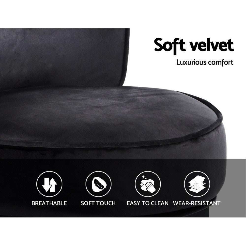 Black Velvet Low-Back Vanity Dressing Stool - Homecoze