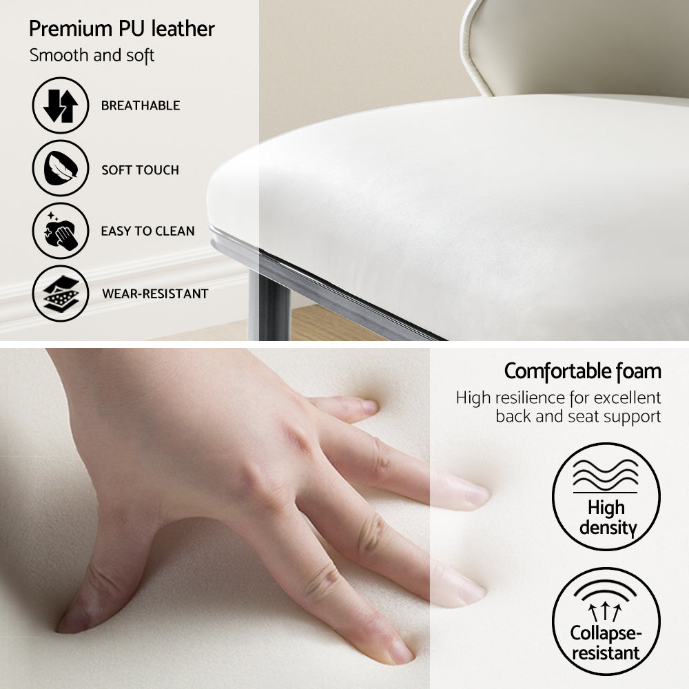 Set of 2 Faux Leather Dining Chairs - Beige & Black - Homecoze