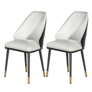 Set of 2 Faux Leather Dining Chairs - Beige & Black - Homecoze