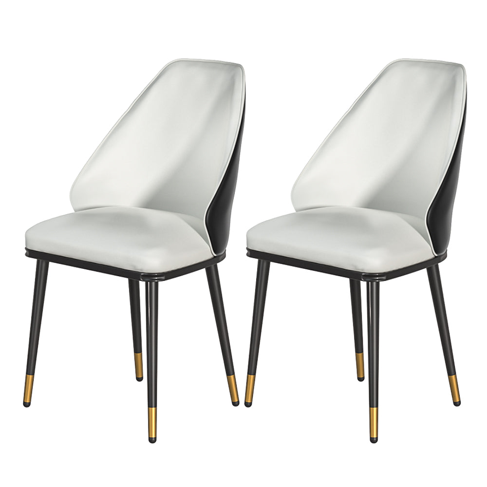 Set of 2 Faux Leather Dining Chairs - Beige & Black - Homecoze