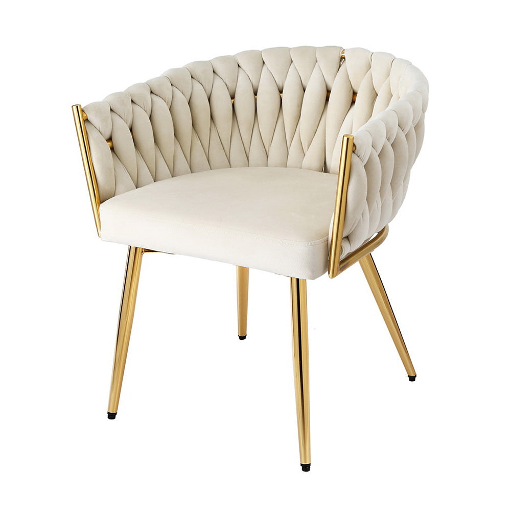 1 Artiss Dining Chair Velvet Armchair Beige - Homecoze