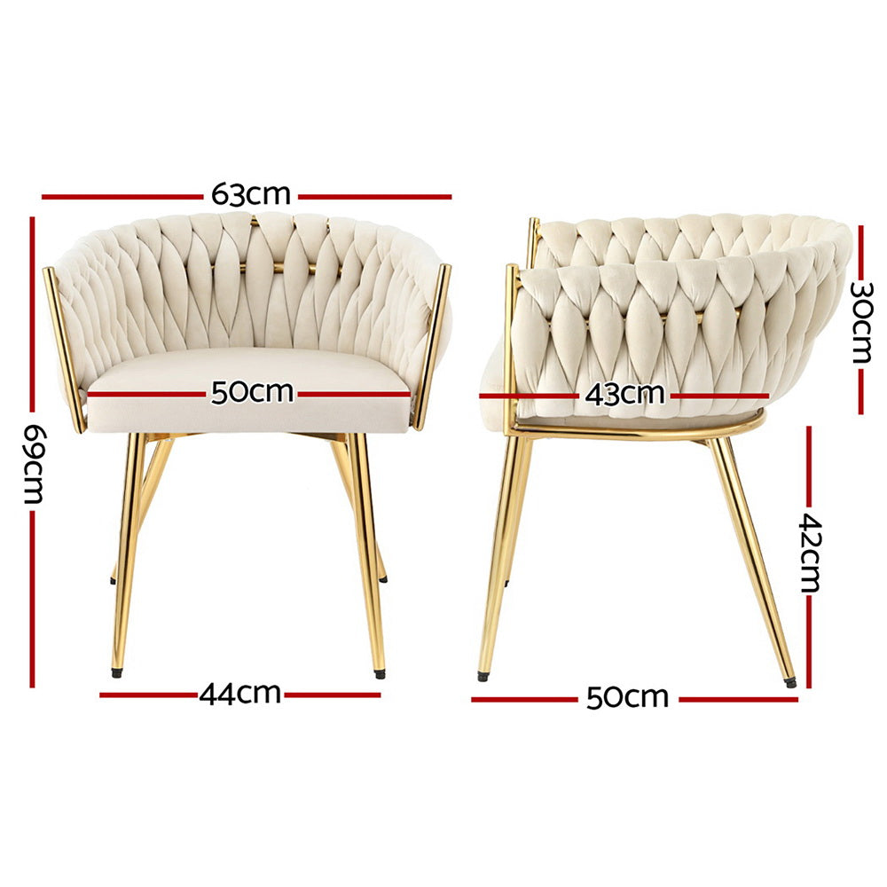 1 Artiss Dining Chair Velvet Armchair Beige - Homecoze