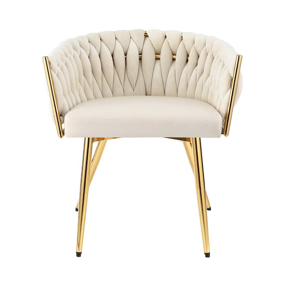 1 Artiss Dining Chair Velvet Armchair Beige - Homecoze