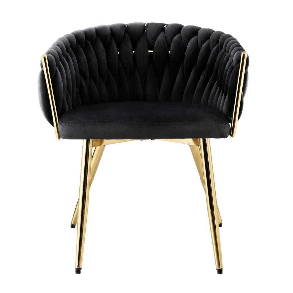 Elias Woven Velvet Dining Chair - Black - Homecoze