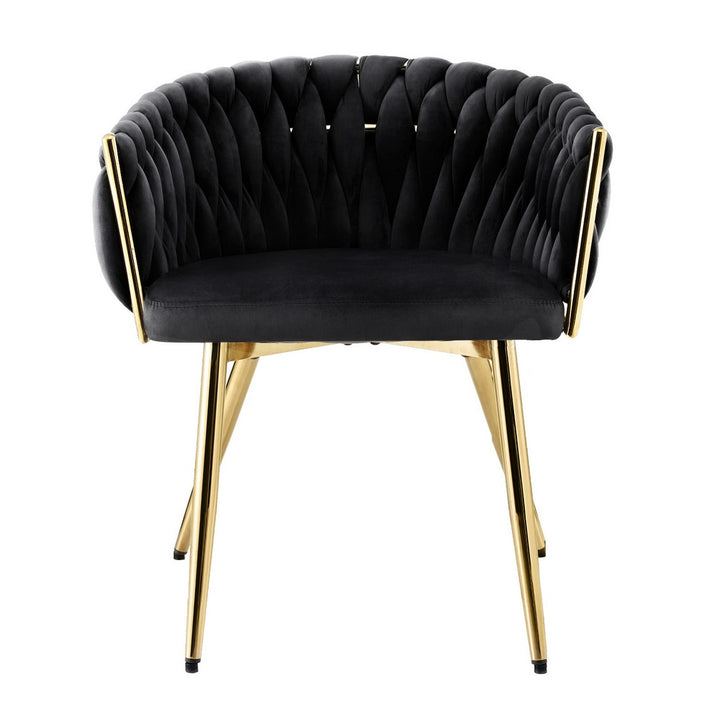 Elias Woven Velvet Dining Chair - Black - Homecoze