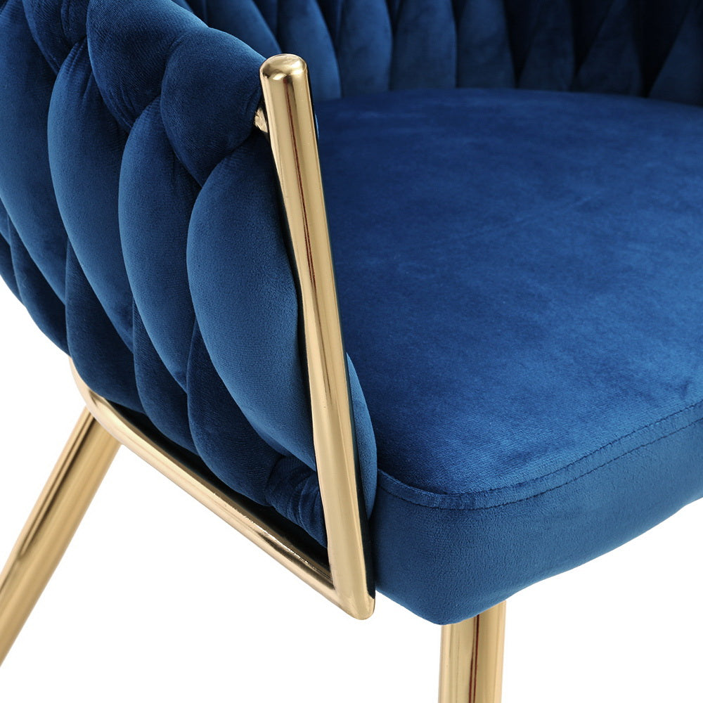 Elias Woven Velvet Dining Chair - Blue - Homecoze