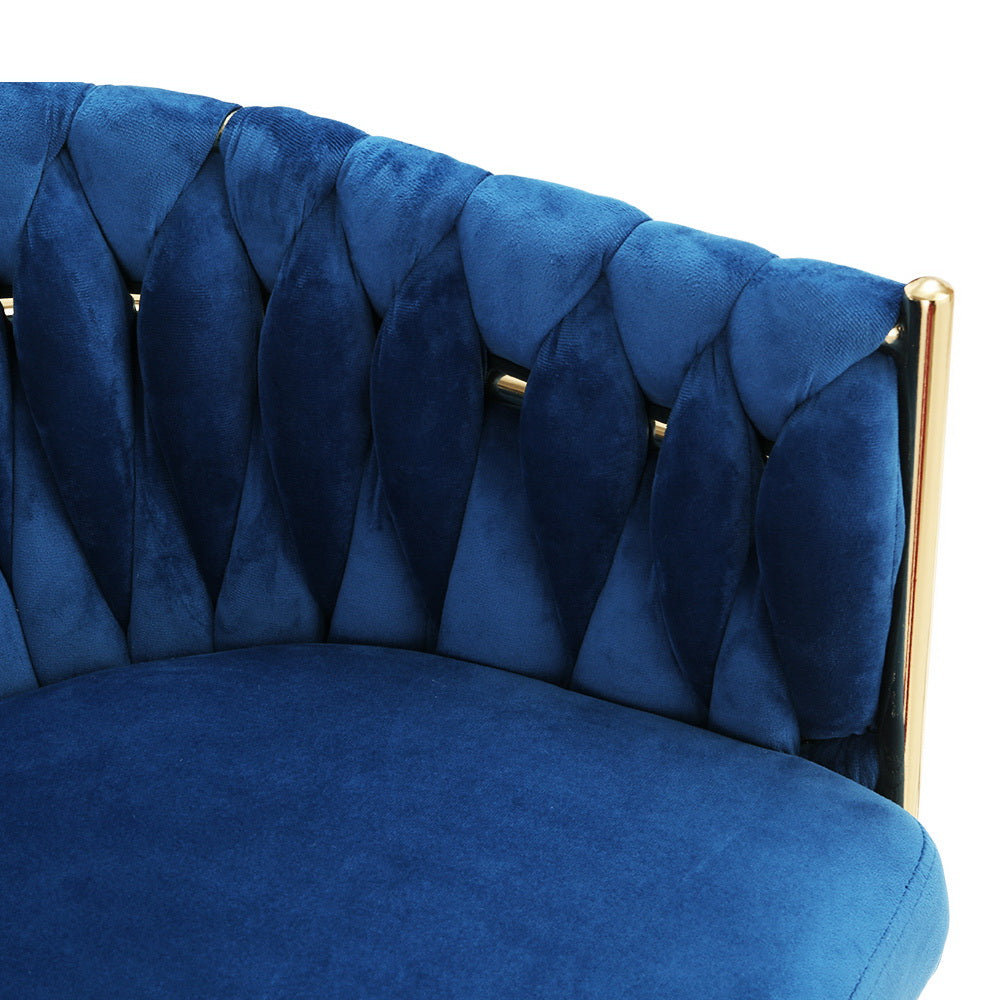 Elias Woven Velvet Dining Chair - Blue - Homecoze