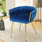 Elias Woven Velvet Dining Chair - Blue - Homecoze