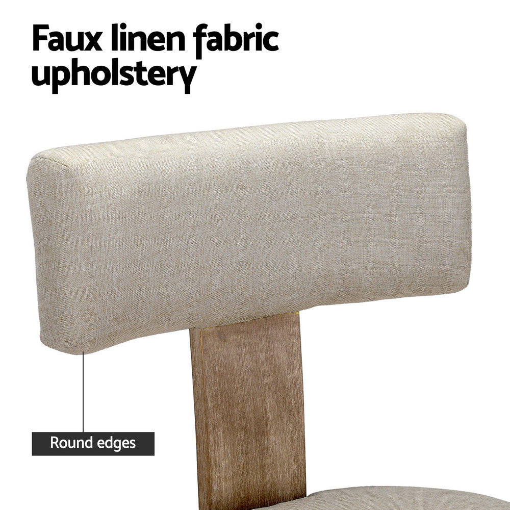 Artiss Dining Chairs Set of 4 Linen Fabric Wooden Beige - Homecoze