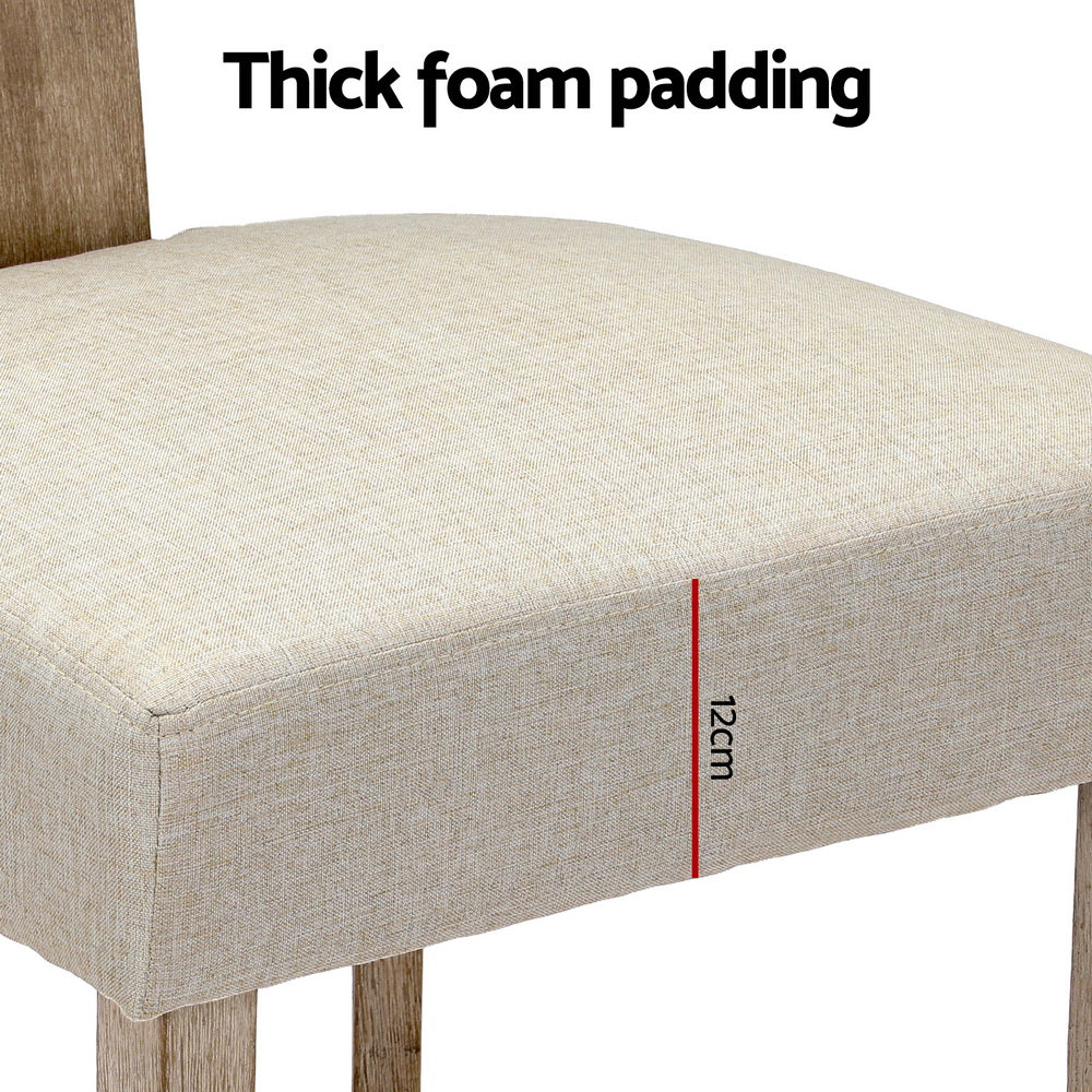Artiss Dining Chairs Set of 4 Linen Fabric Wooden Beige - Homecoze