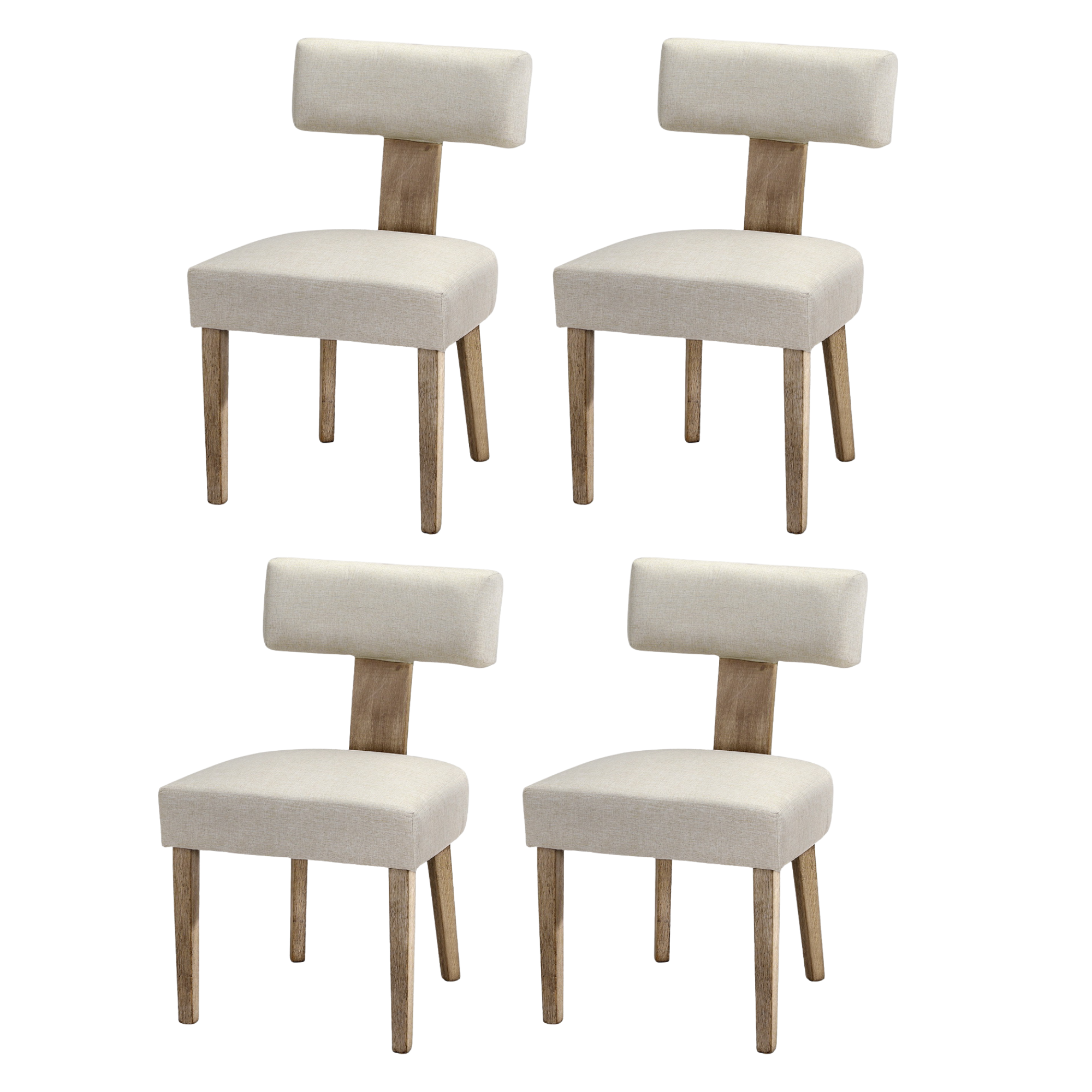 Windsor (Set of 4) Linen-Look Dining Chairs - Beige