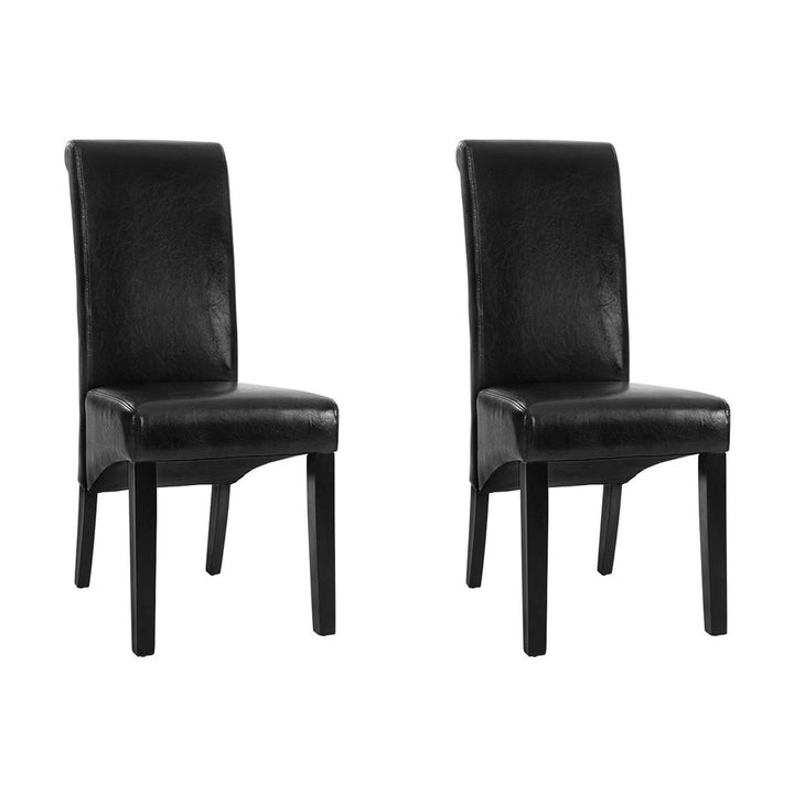 Set of 2 Dining Chairs PU Leather - Black