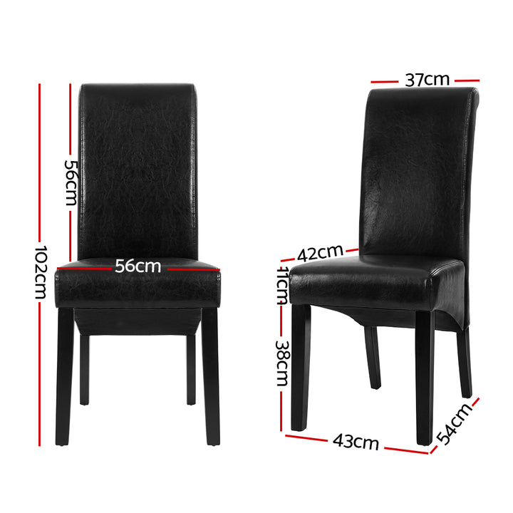 Set of 2 Dining Chairs PU Leather - Black