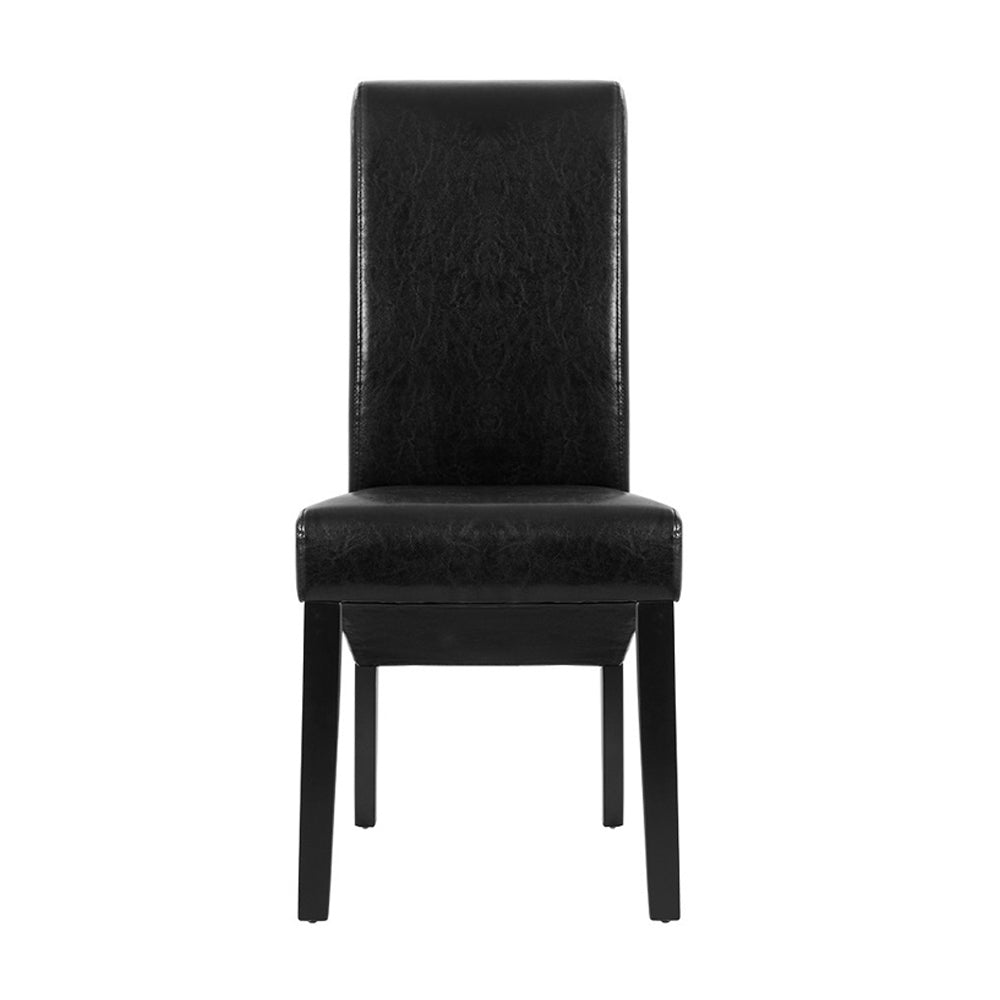 Set of 2 Dining Chairs PU Leather - Black