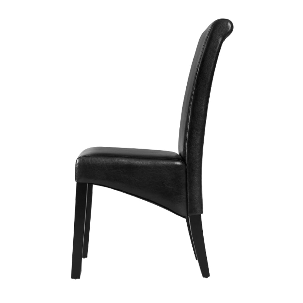 Set of 2 Dining Chairs PU Leather - Black