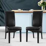 Set of 2 Dining Chairs PU Leather - Black - Homecoze