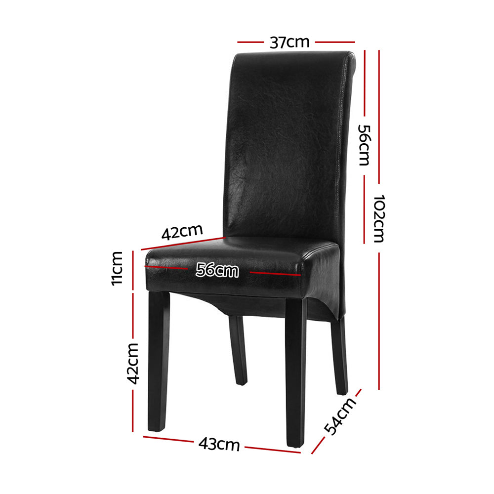 Set of 2 Dining Chairs PU Leather - Black - Homecoze