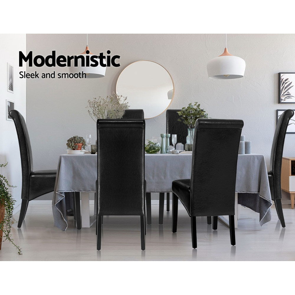 Set of 2 Dining Chairs PU Leather - Black - Homecoze