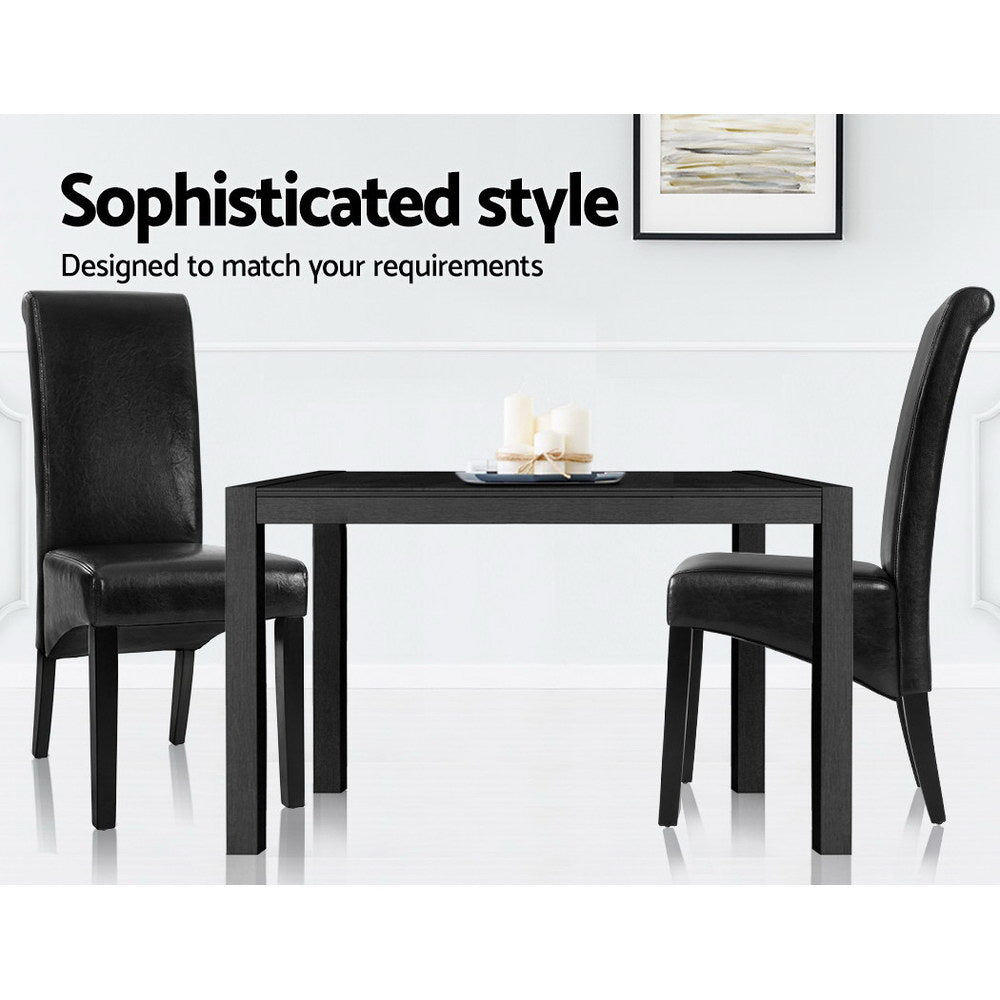 Set of 2 Dining Chairs PU Leather - Black - Homecoze