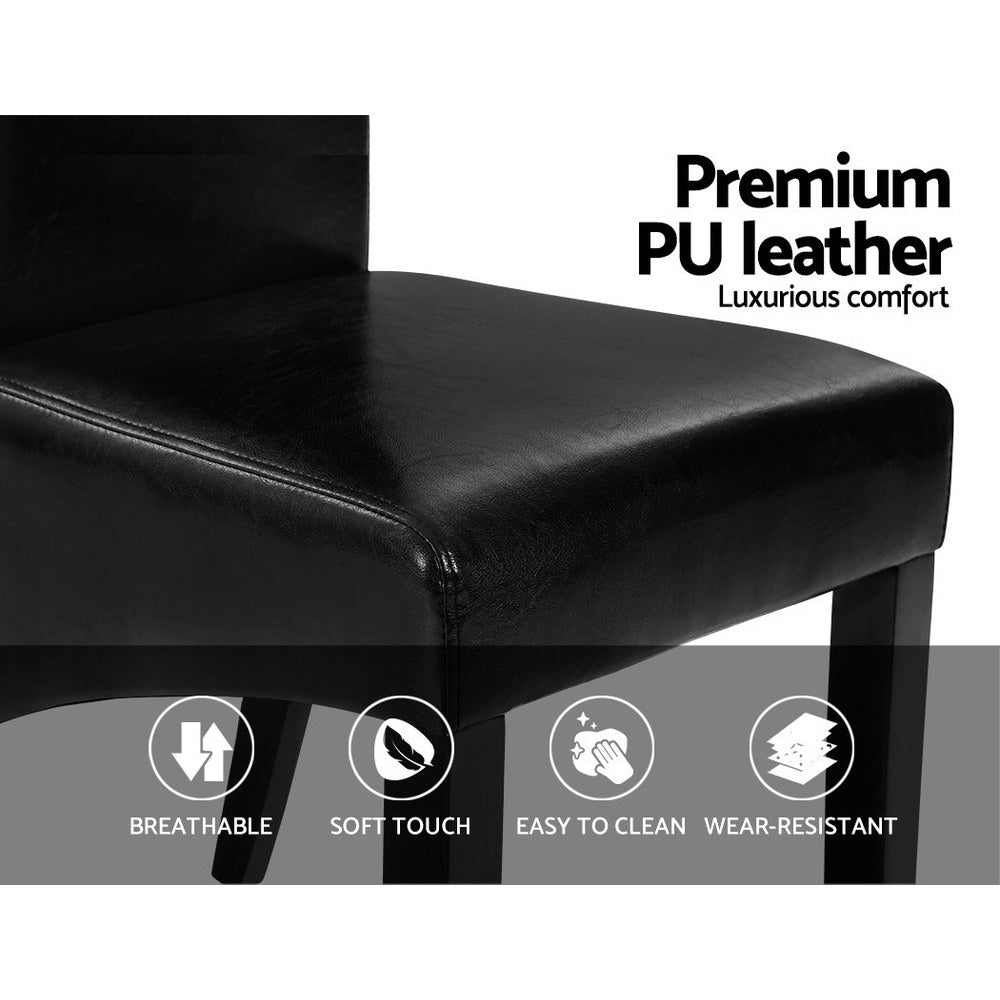 Set of 2 Dining Chairs PU Leather - Black - Homecoze