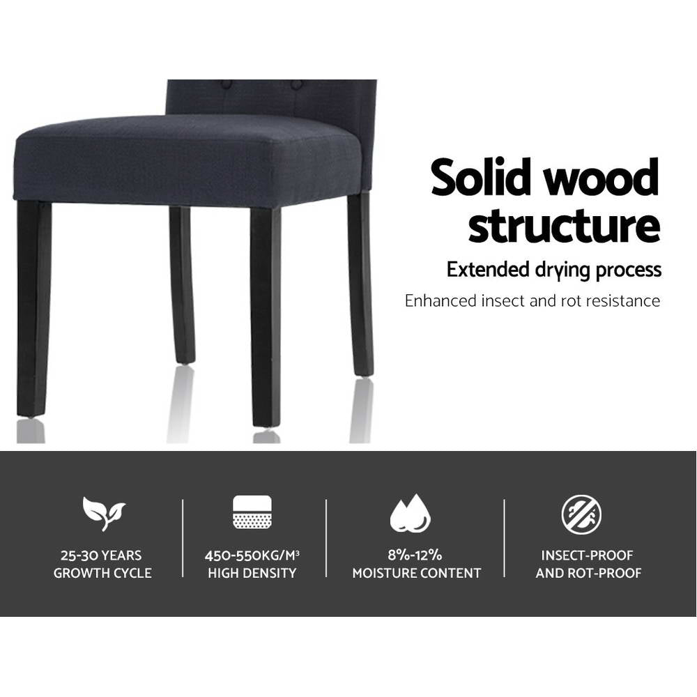 Set of 2 French Provincial Style Dining Chair - Dark Grey Linen - Homecoze