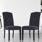 Set of 2 French Provincial Style Dining Chair - Dark Grey Linen - Homecoze