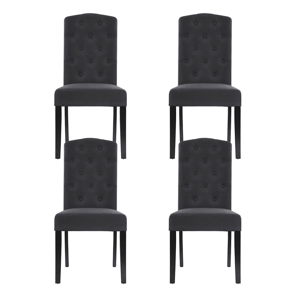 Artiss Dining Chairs Set of 4 Linen Parsons Chair Dark Grey - Homecoze