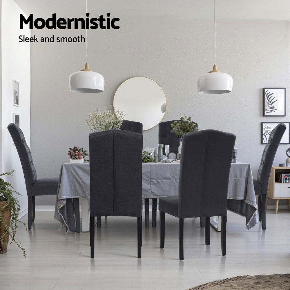Artiss Dining Chairs Set of 4 Linen Parsons Chair Dark Grey - Homecoze