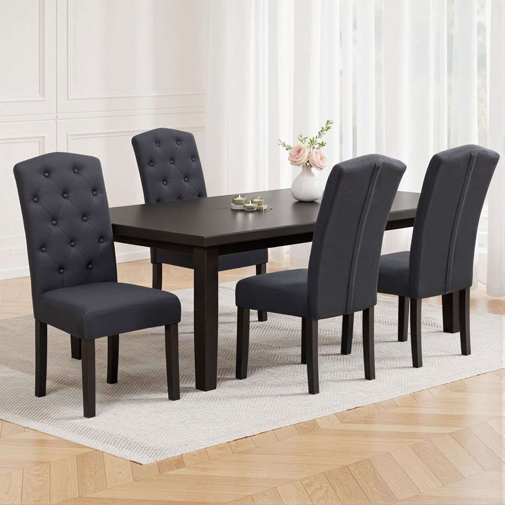 Artiss Dining Chairs Set of 4 Linen Parsons Chair Dark Grey - Homecoze