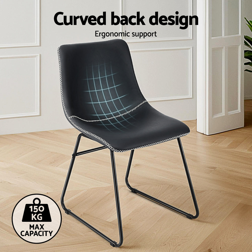 Hudson (Set of 2) Dining Chairs - Black - Homecoze