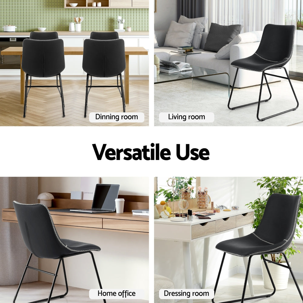Hudson (Set of 2) Dining Chairs - Black - Homecoze