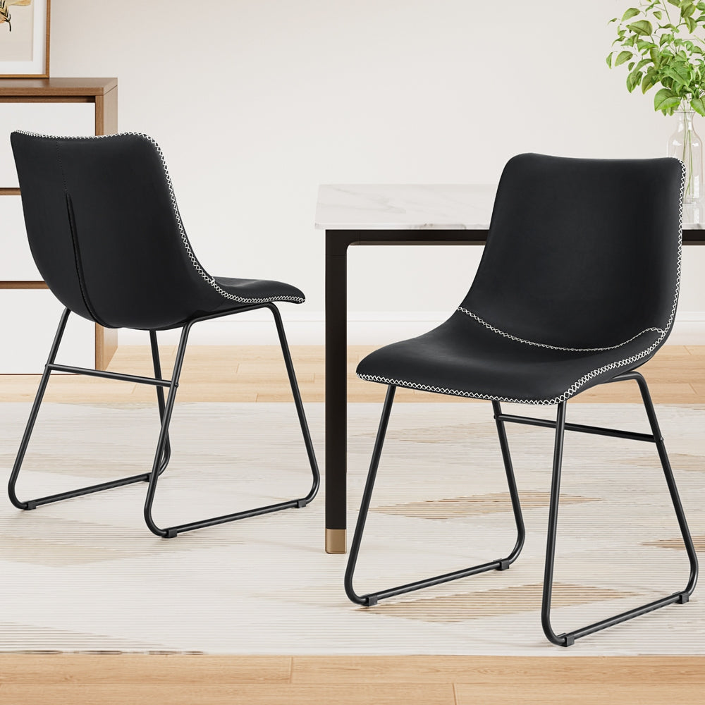 Hudson (Set of 2) Dining Chairs - Black - Homecoze
