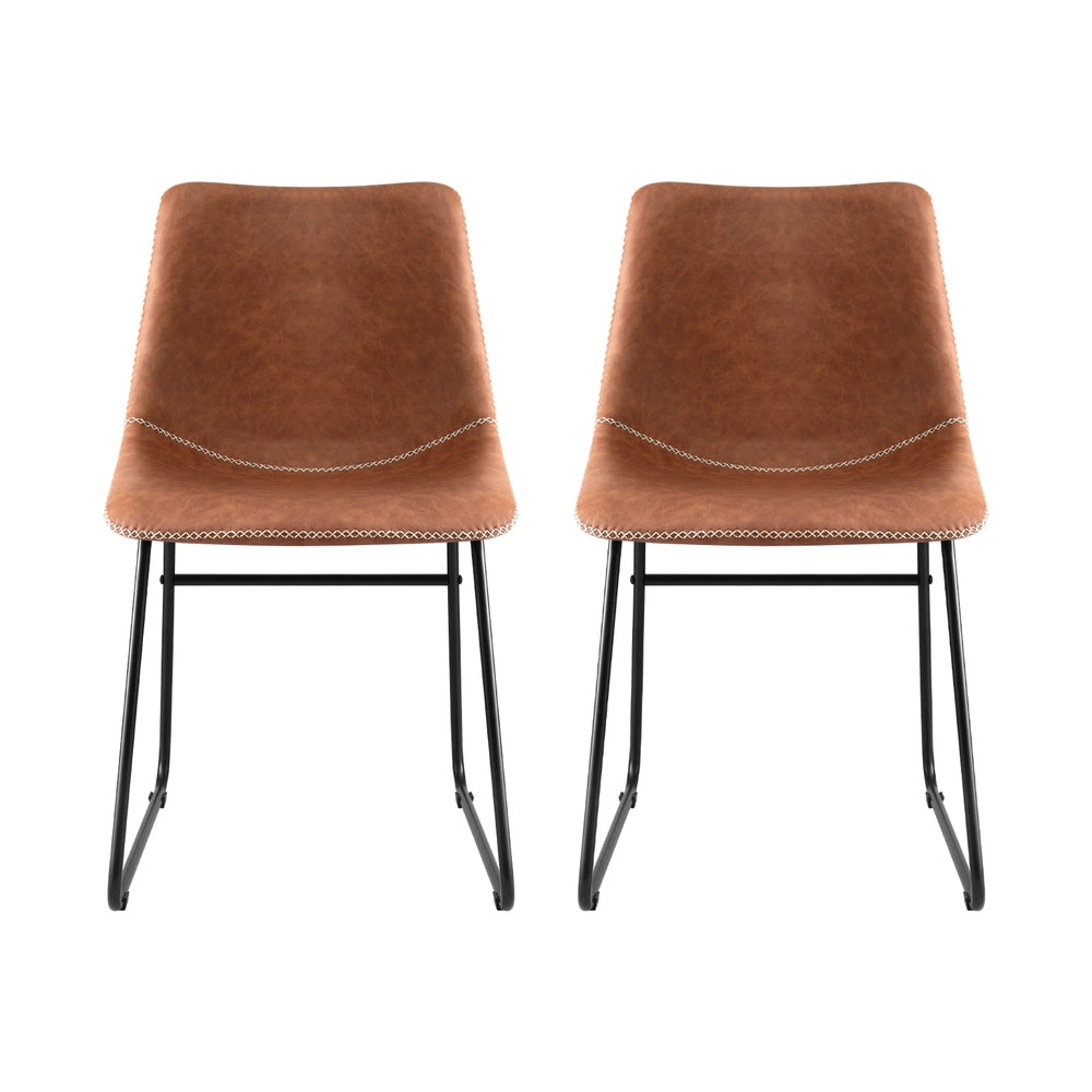 Hudson (Set of 2) Dining Chairs - Brown - Homecoze