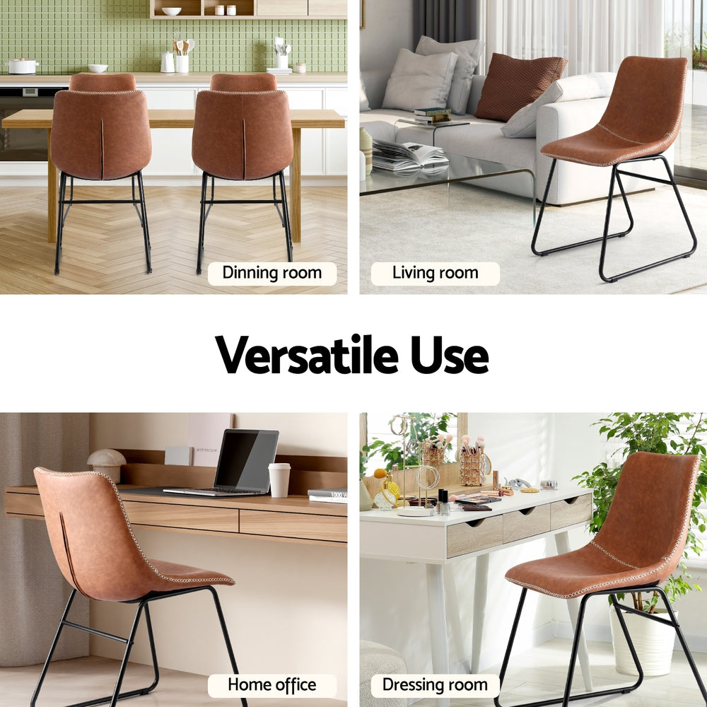 Hudson (Set of 2) Dining Chairs - Brown - Homecoze