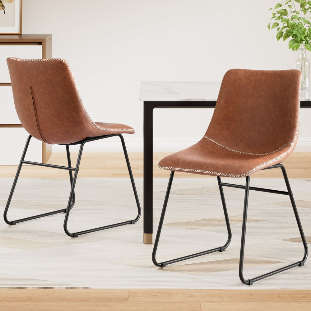 Hudson (Set of 2) Dining Chairs - Brown - Homecoze