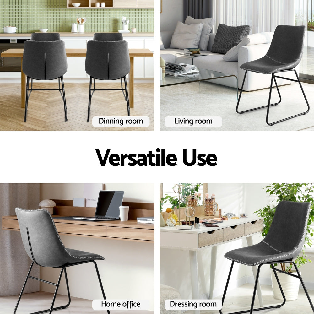 Hudson (Set of 2) Dining Chairs - Grey - Homecoze