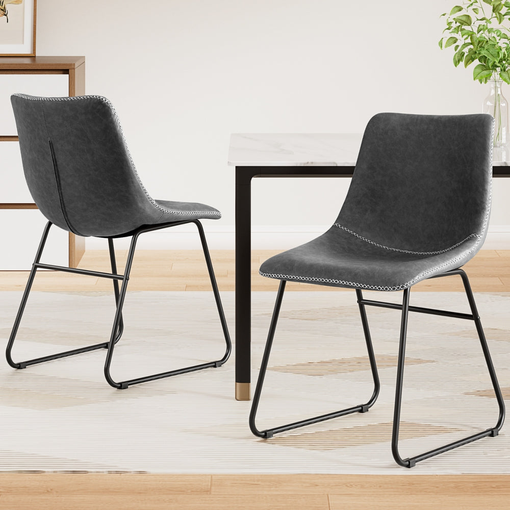 Hudson (Set of 2) Dining Chairs - Grey - Homecoze