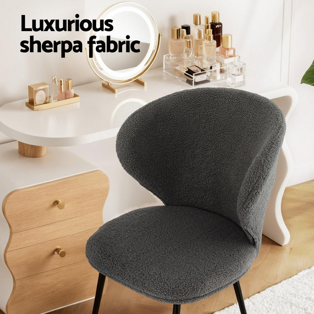 Artiss 4x Dining Chairs Sherpa Boucle Wing Back Grey - Homecoze