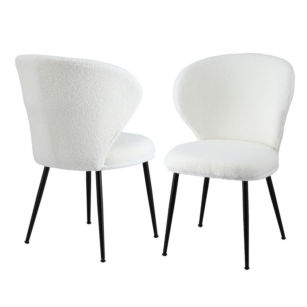 Elodie (Set of 2) Sherpa Dining Chairs - White - Homecoze